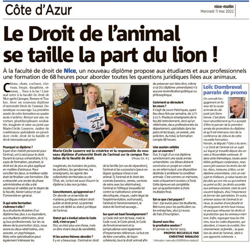 droit de lanimal Nice Matin